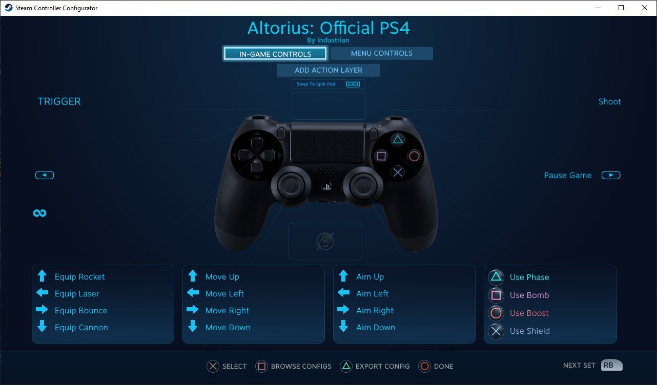 If you are using Steam Input, the Steam Controller Configuration will be opened.