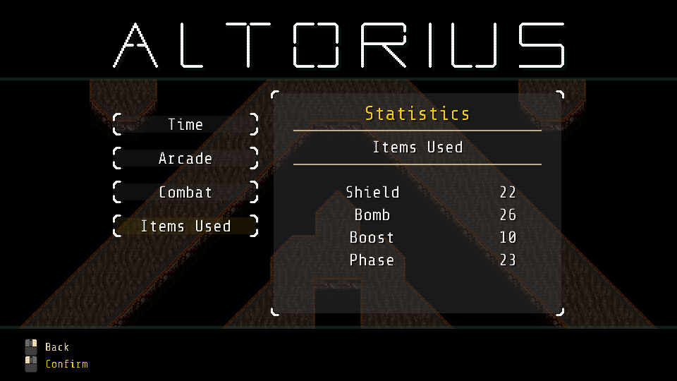 Items Used displays the number of times you have used the Shield, Bomb, Boost, and Phase items. These statistics include both Journey and Arcade modes.
